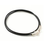 Leather choker necklace in calen silver.,Black, swatch