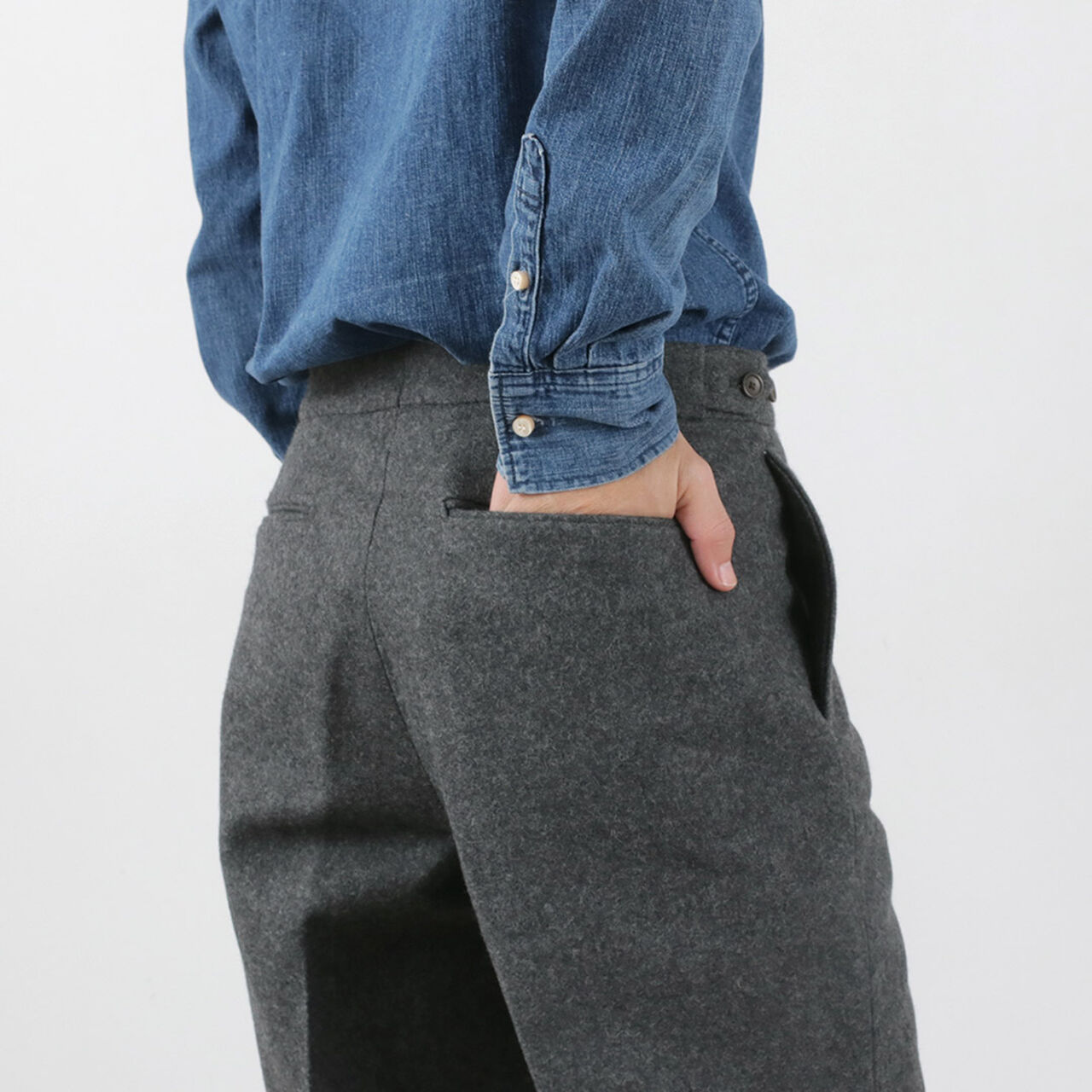 Wool Melton Tapered Trousers,, large image number 8