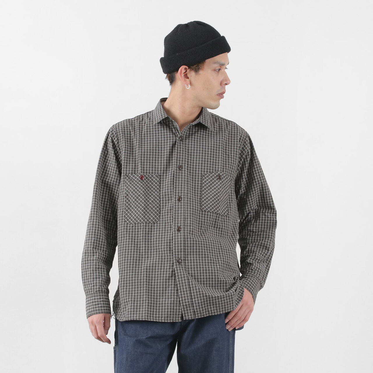 F3489 GRAPH CHECK WORK SHIRT,Charcoal, large image number 0