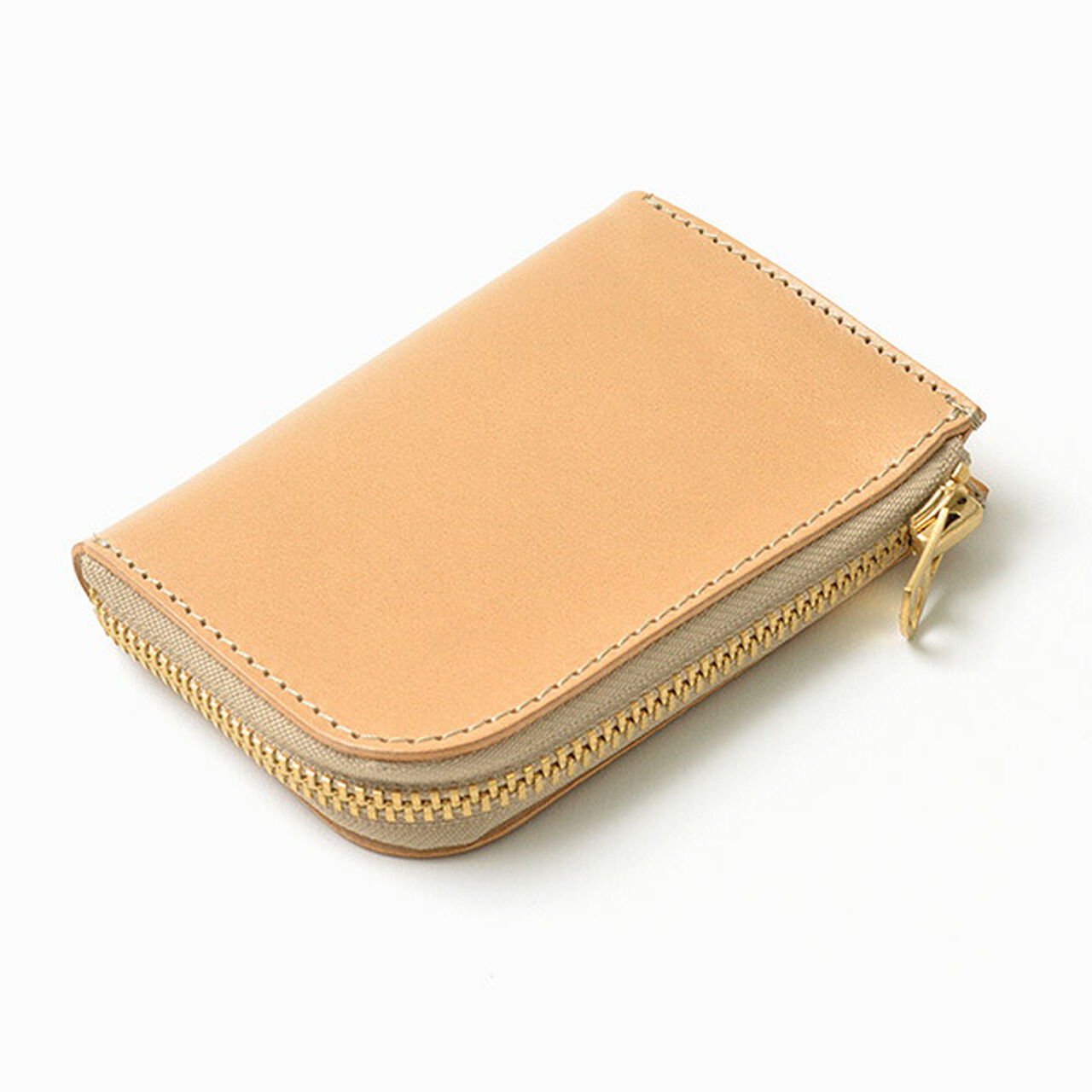 Color custom L-shaped zipper mini wallet,Beige, large image number 0