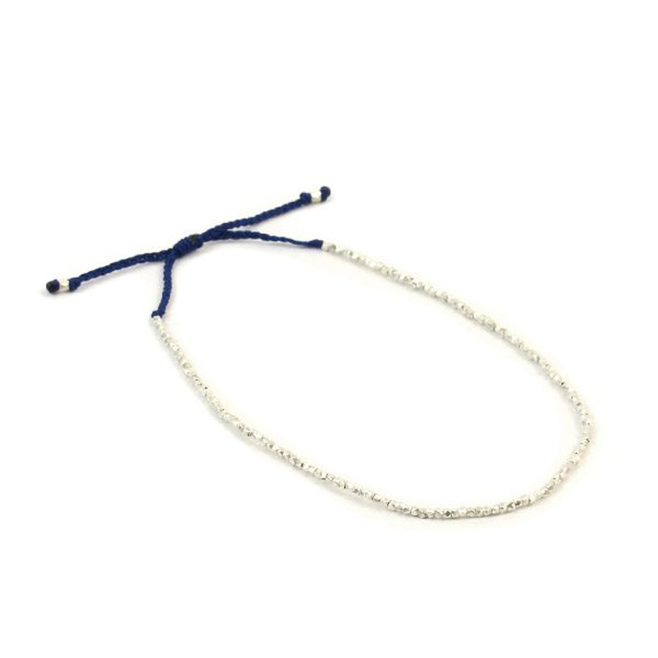 Karen Silver Beads Single Cord Anklet,Navy, large image number 0