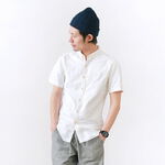 Yellow Stitched Short Sleeve Button Down Shirt,White, swatch
