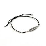 Silver feather knotted cord bracelet,Black_Silver, swatch