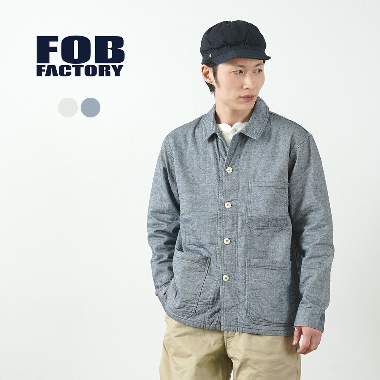F2426 cotton linen double weave chambray jacket,, large image number 1