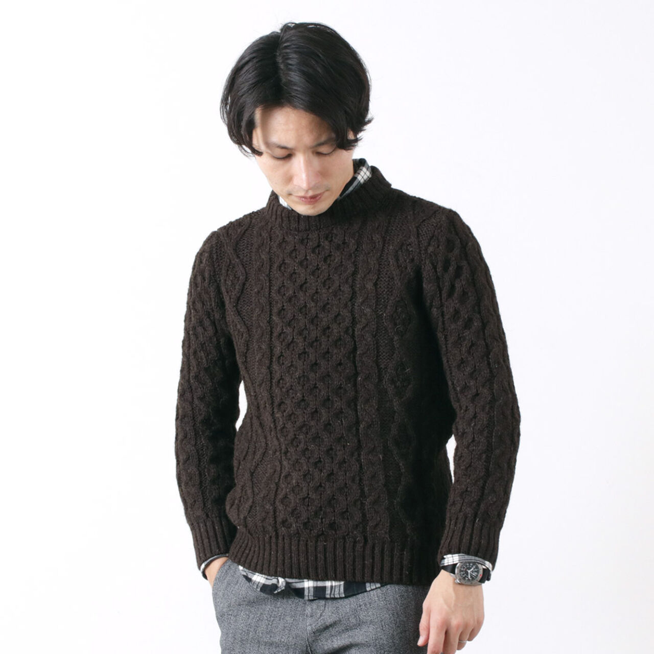 5 gauge 3-ply aran cable crew neck heavy knit,, large image number 19