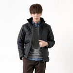 Reversible high neck quilted jacket,Navy, swatch