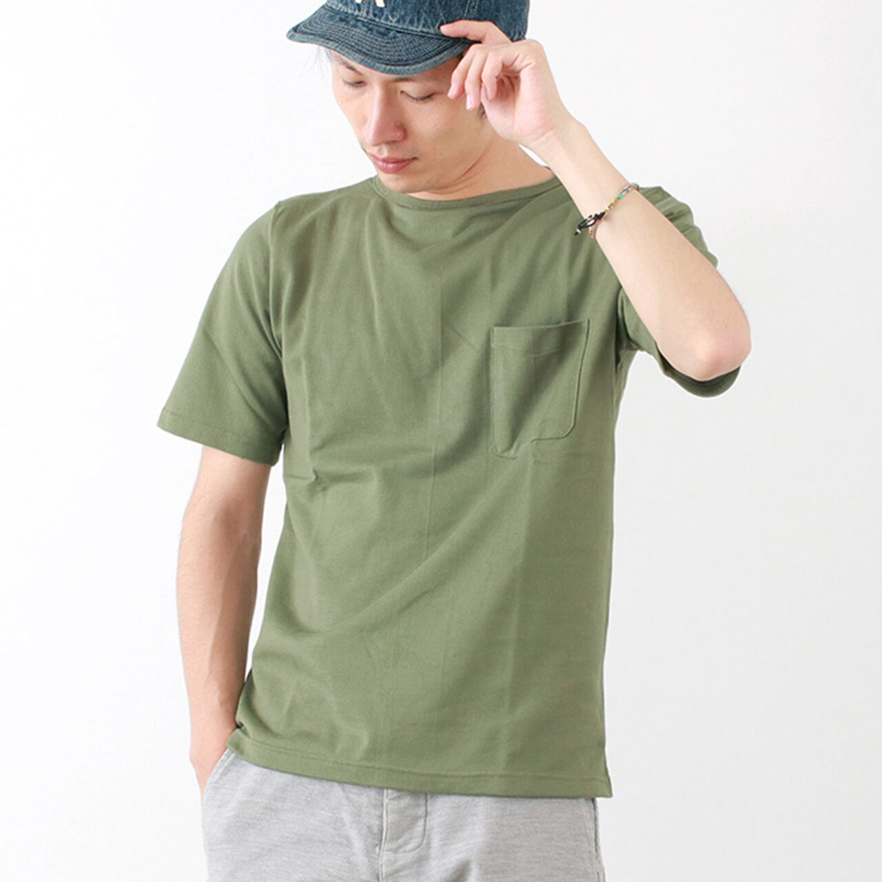 Summer Knit Pocket T-Shirt,TeaGreen, large image number 0