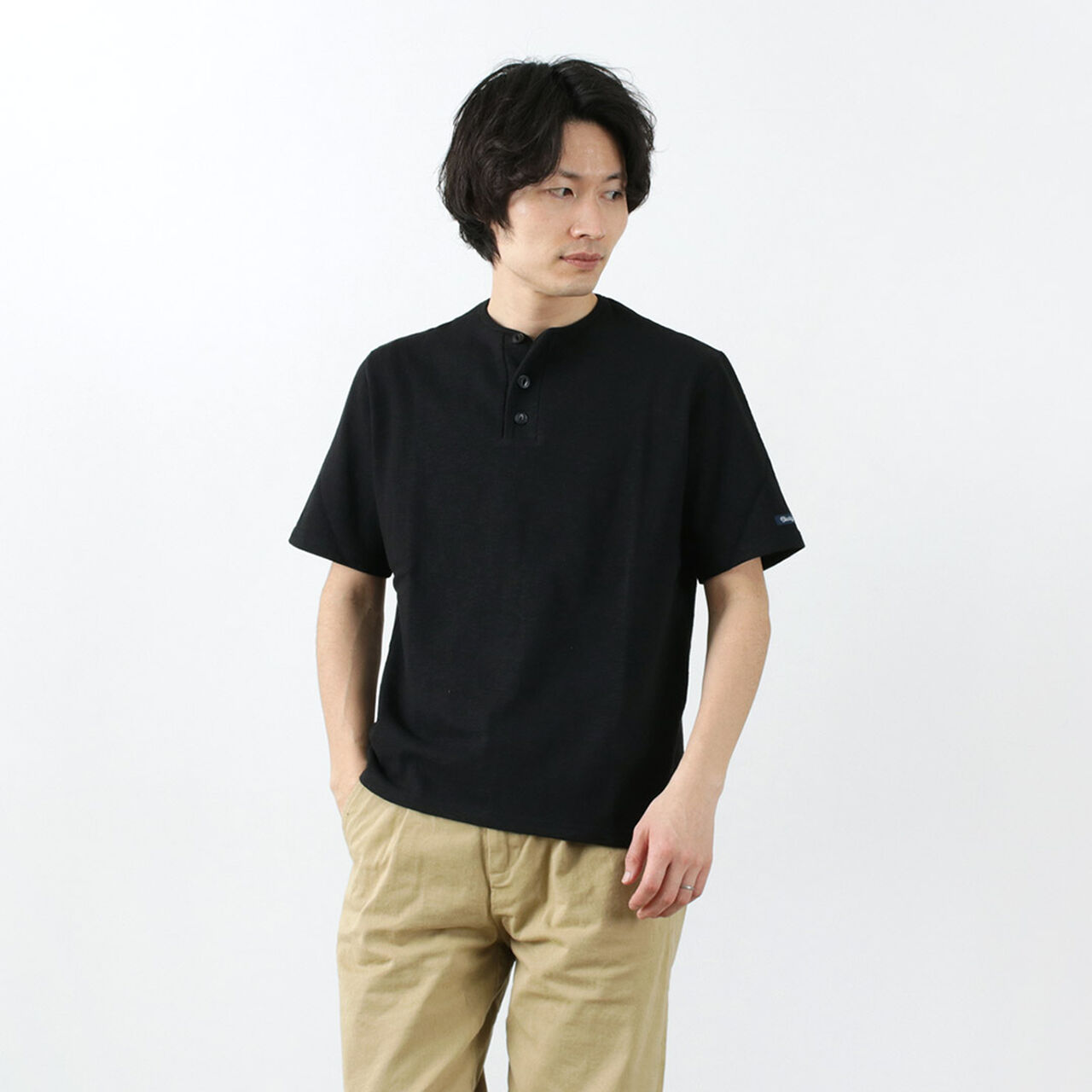 Special order HDCS Henry Neck Short Sleeve T-Shirt,Black, large image number 0