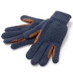 Cashmere Knitted Leather Gloves,Blue, swatch