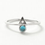 Turquoise Circle Triangle Extra Fine Ring,Blue, swatch
