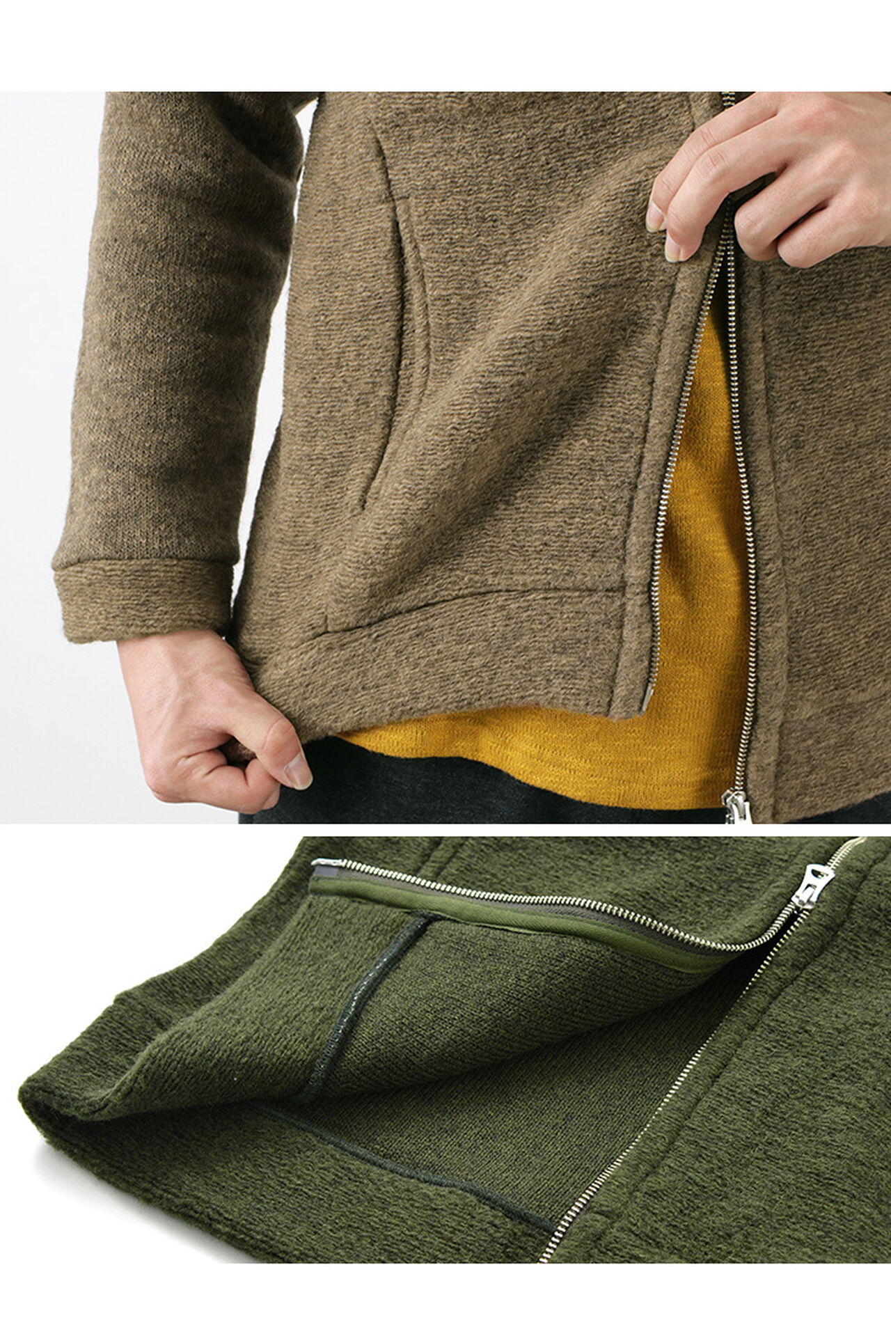 Airy Wool Collarless Single Zip Jacket,, large image number 6