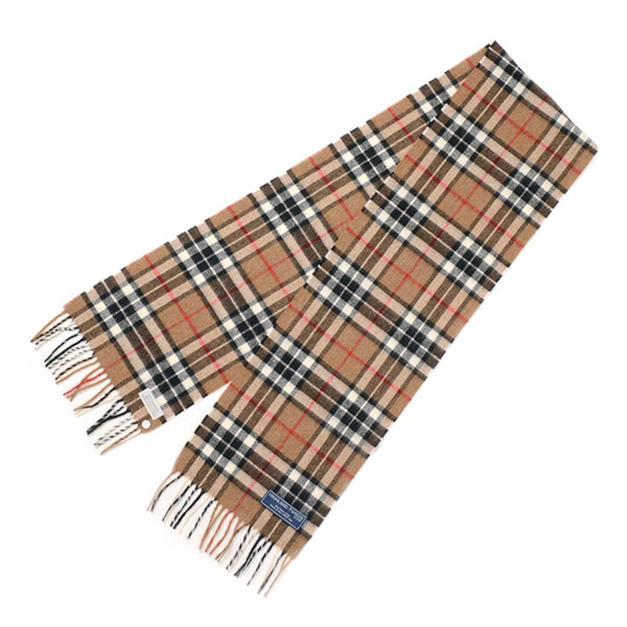 Lamb Wool Check Scarf,CamelThompson, large image number 0