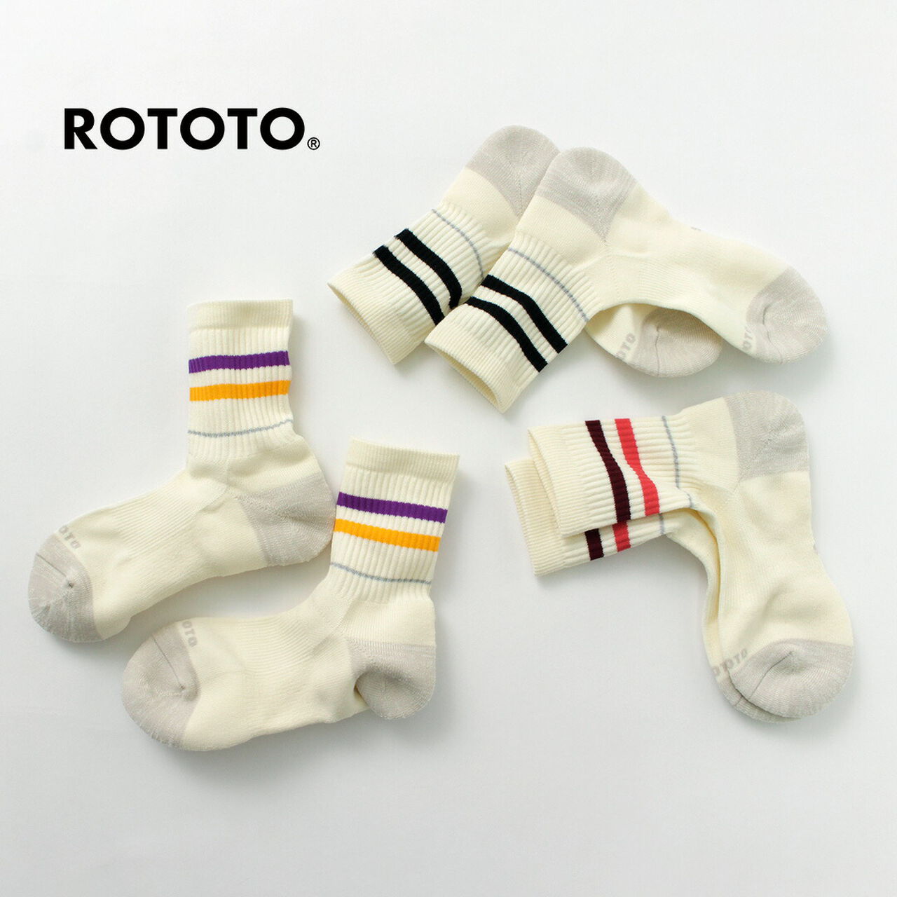 All Rounder 2 Stripe Merino Crew Socks,, large image number 1