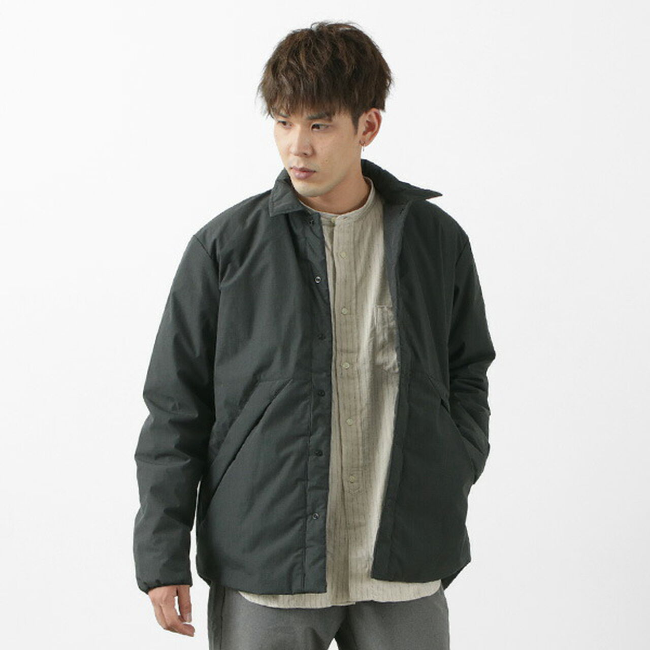 [Exclusive]Down Shirt Jacket Fire-resistant,Charcoal, large image number 0