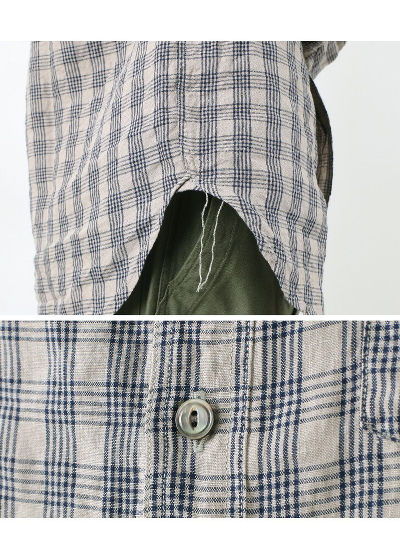 F3466 checked band collar shirt,, large image number 9