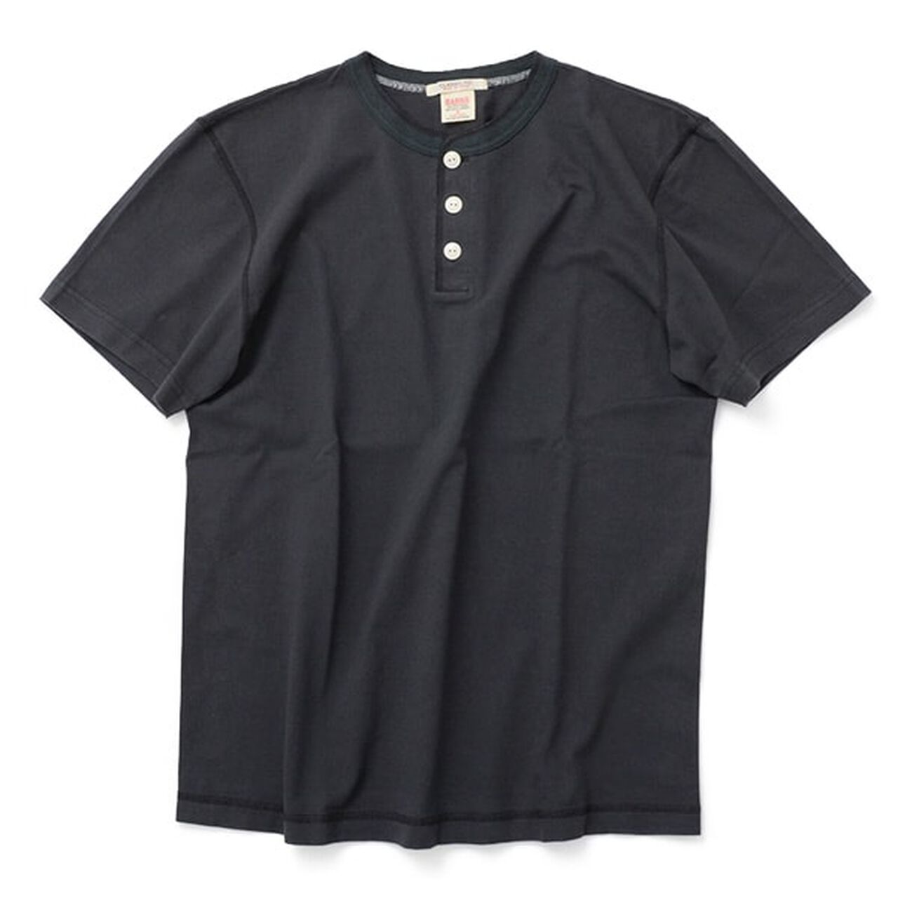 BR-8146 Knitted Henley Neck Short Sleeve Crew Neck T-Shirt,Black, large image number 0