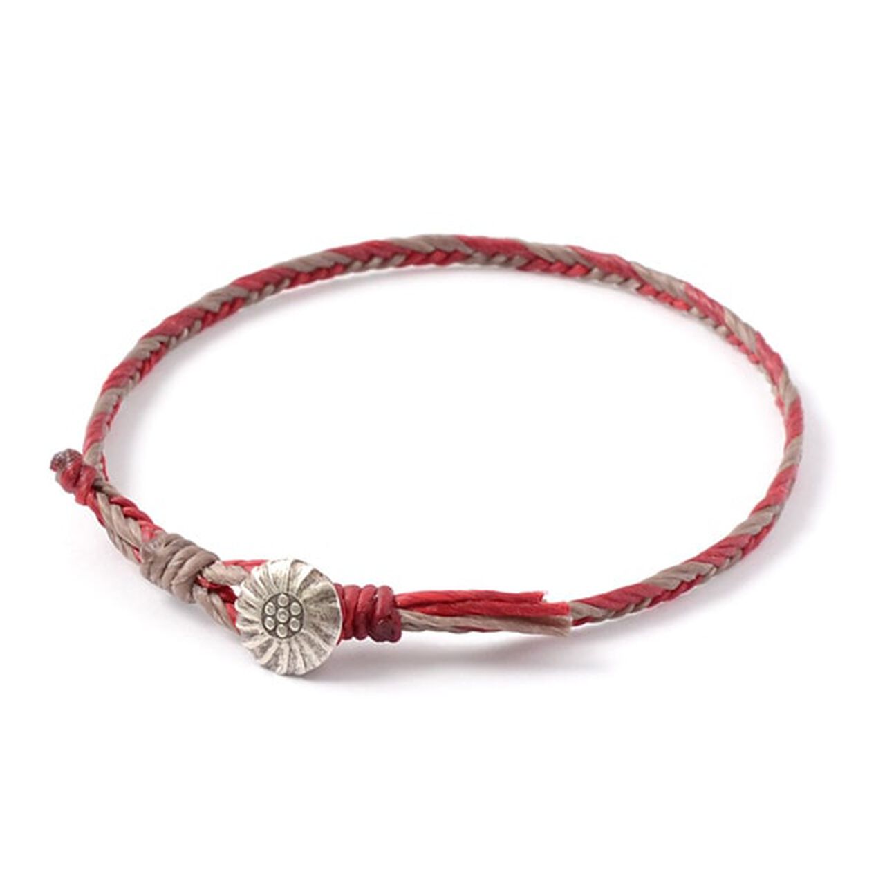 2-Tone Wax Cord Concho Anklet,Red_Smoked, large image number 0
