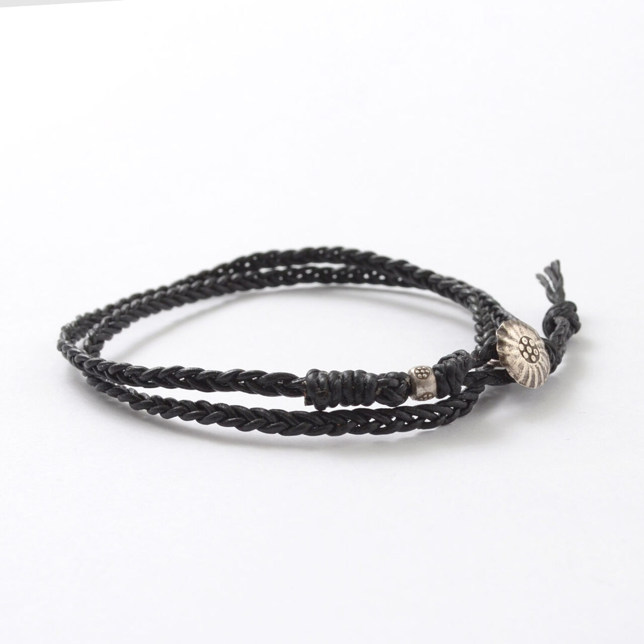 Braided 1mm Leather 2 Wrap Anklet,Black, large image number 0
