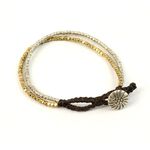 Karen Silver Beads Brass Double Cord Bracelet,Silver_Gold, swatch