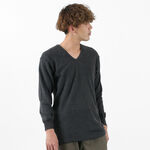 U-Neck Cashmere Blend Long Sleeve Inner,Charcoal, swatch