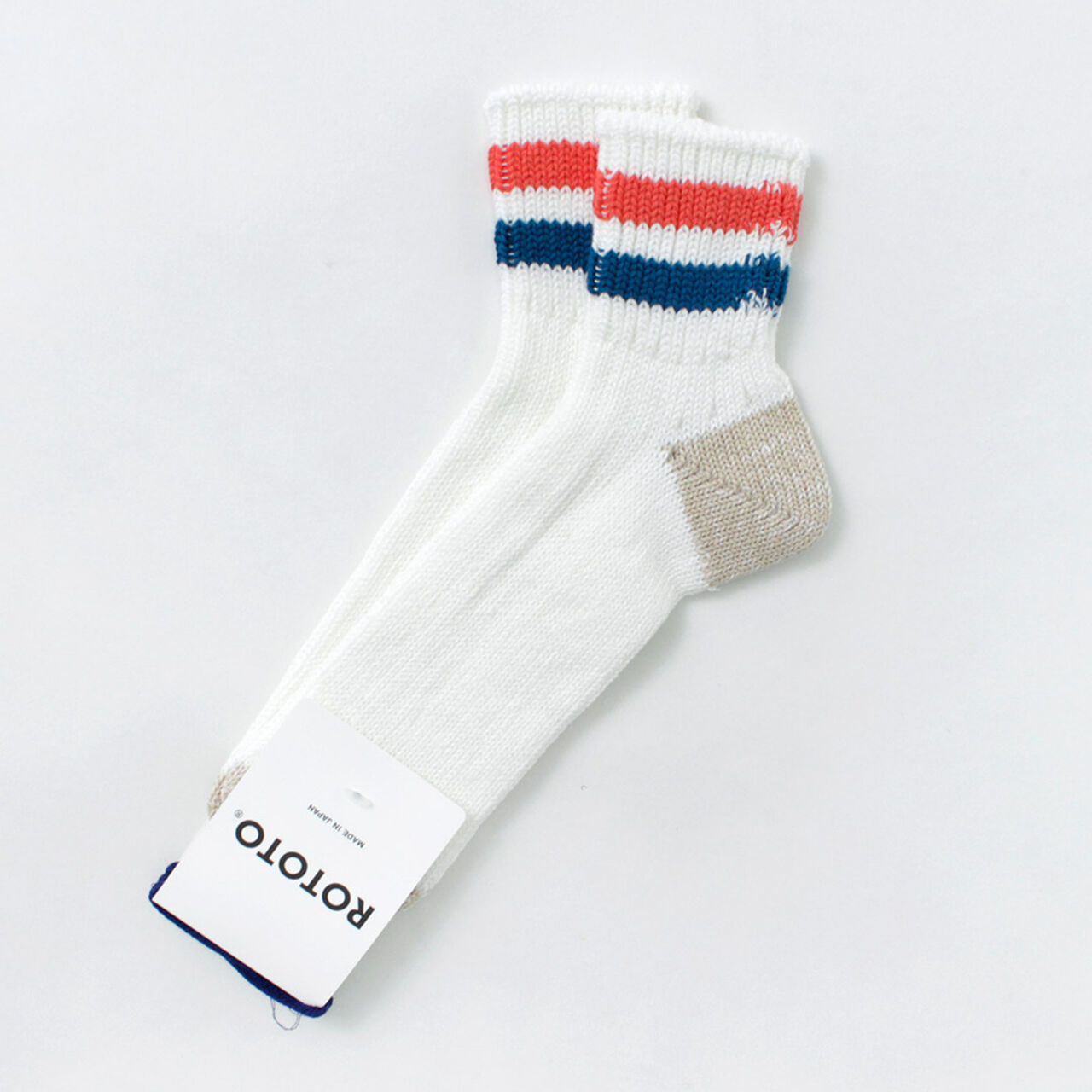 O.S. Ribbed ankle socks,LightRed_MidBlue, large image number 0