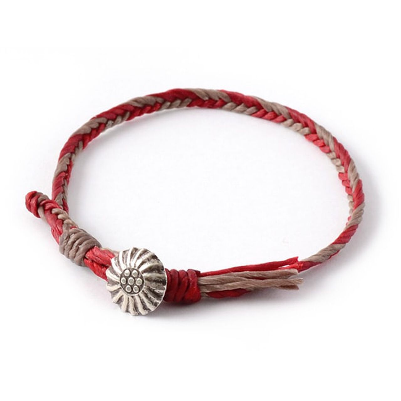 2-Tone Wax Cord Concho Bracelet,Red_Smoke, large image number 0