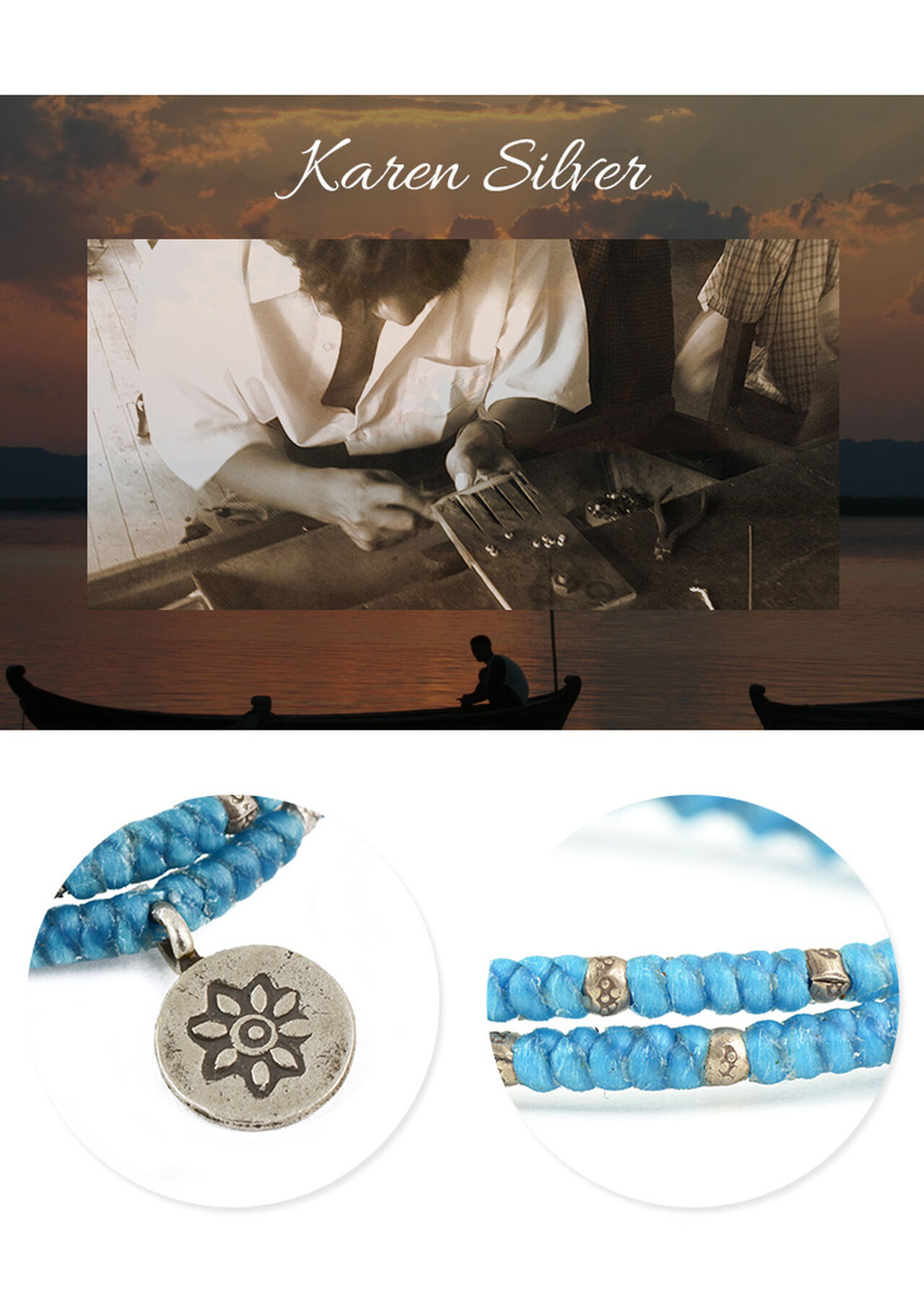 Waxed Cord Anklet with Silver Two-Strand Top,TurquoiseBlue, large image number 7