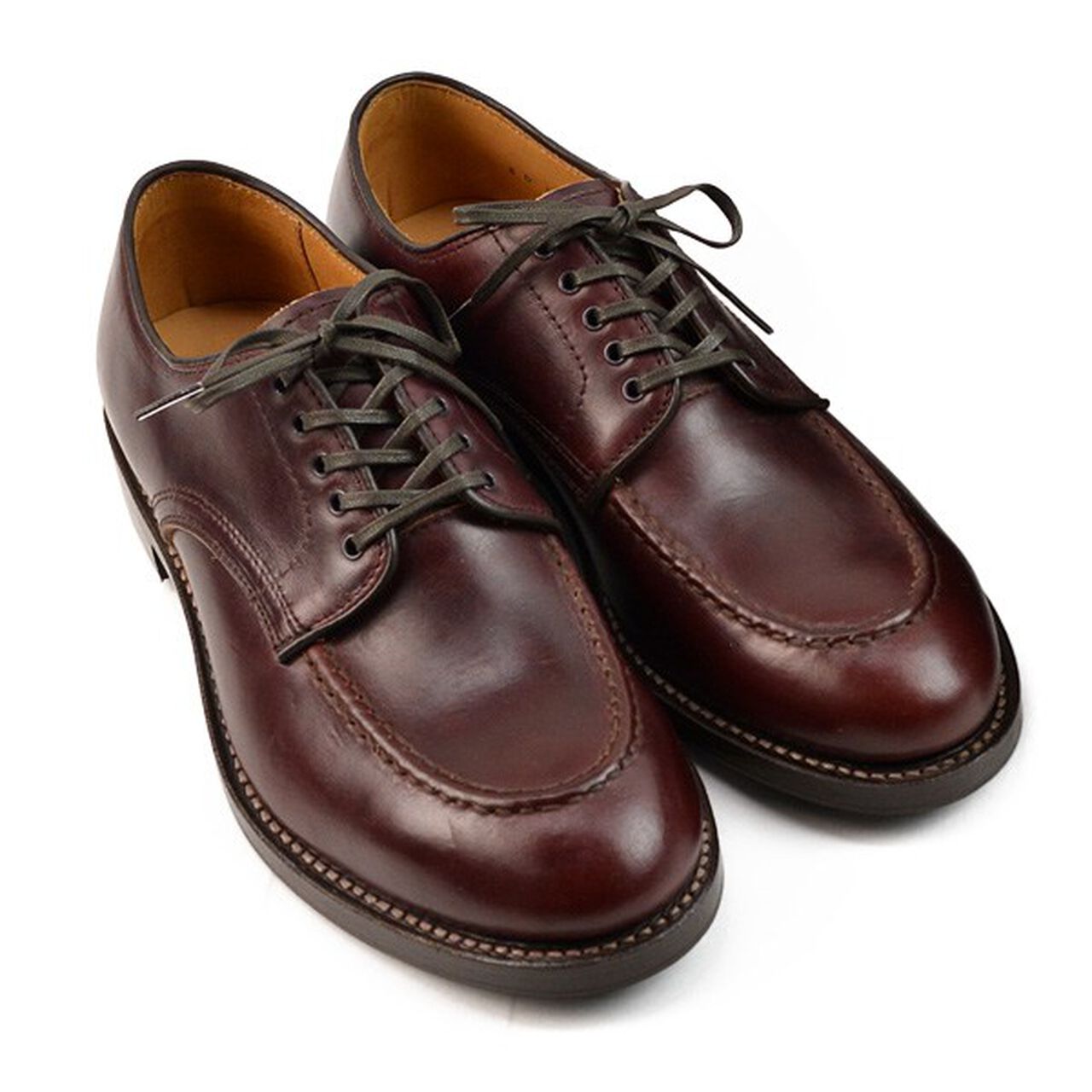 15078 Heavy Stitching Moc Toe Leather Shoes,Burgundy, large image number 0