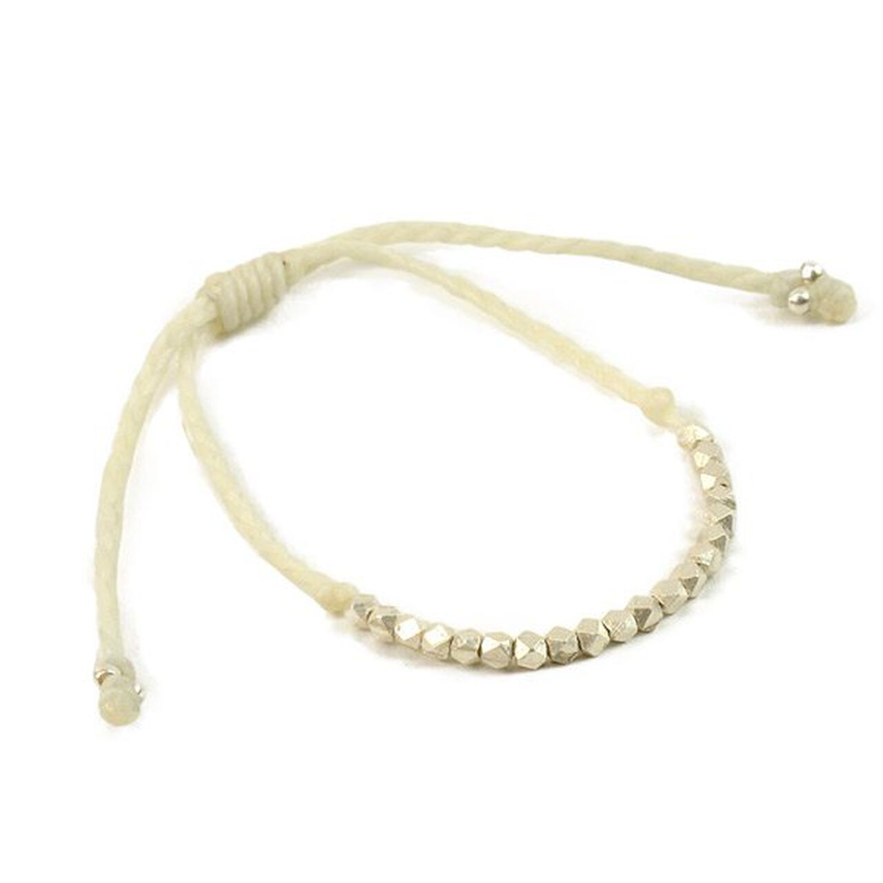 Karen Silver Beaded Wax Cord Bracelet,White, large image number 0