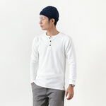 Henley neck long sleeve tee,White, swatch
