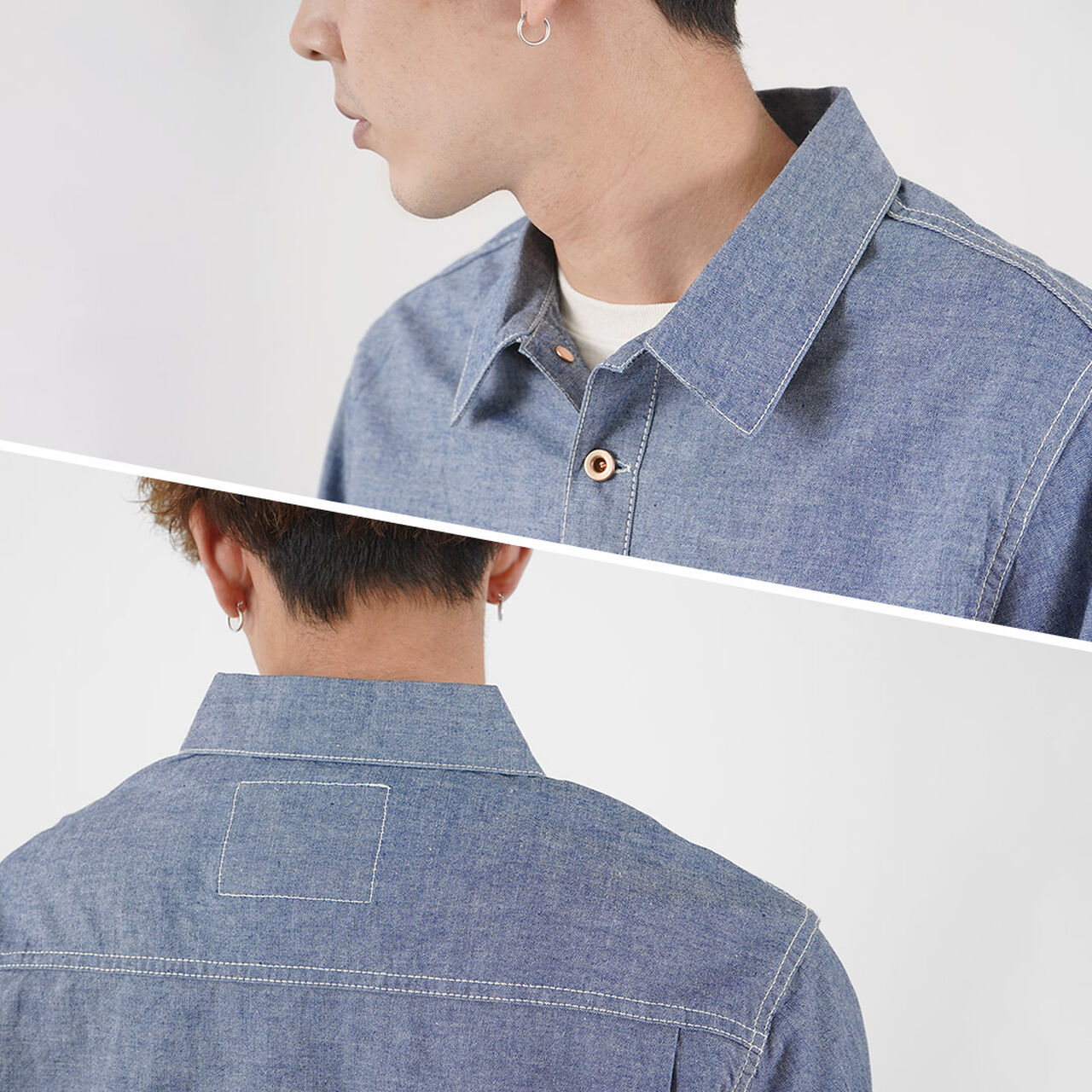 F3487 Chambray pullover shirt,, large image number 7