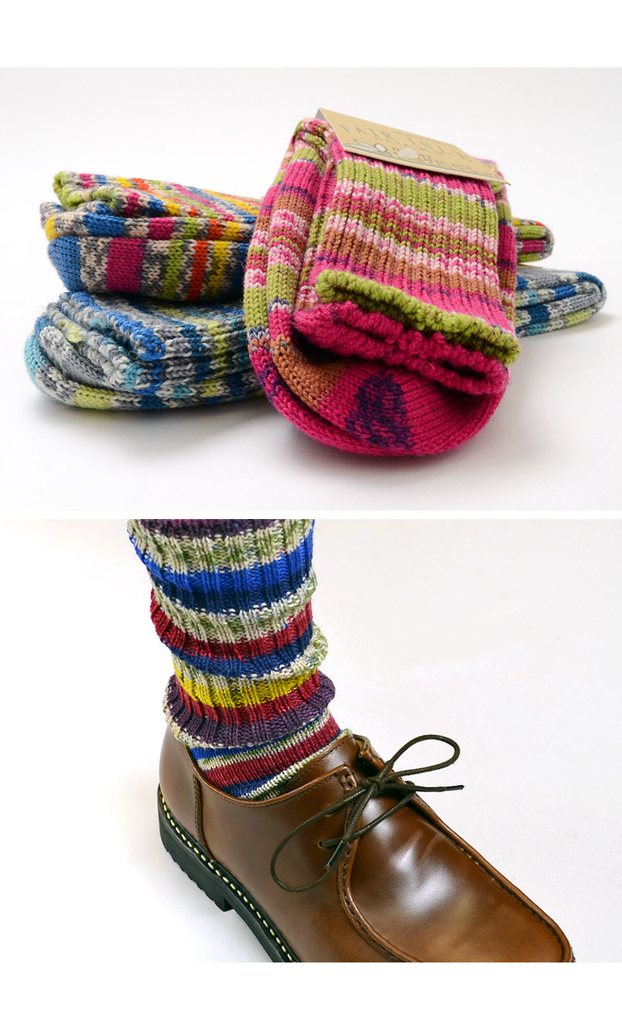 Fair Isle Wool Socks,, large image number 6