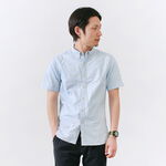 Yellow Stitched Short Sleeve Button Down Shirt,Blue, swatch