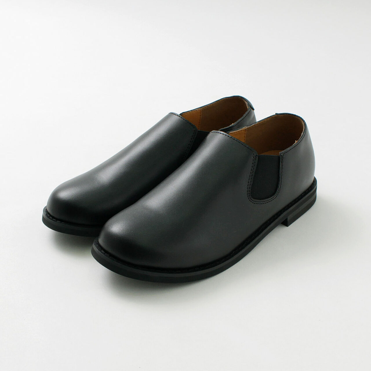 Short Side Gore Leather Shoes,Black, large image number 0