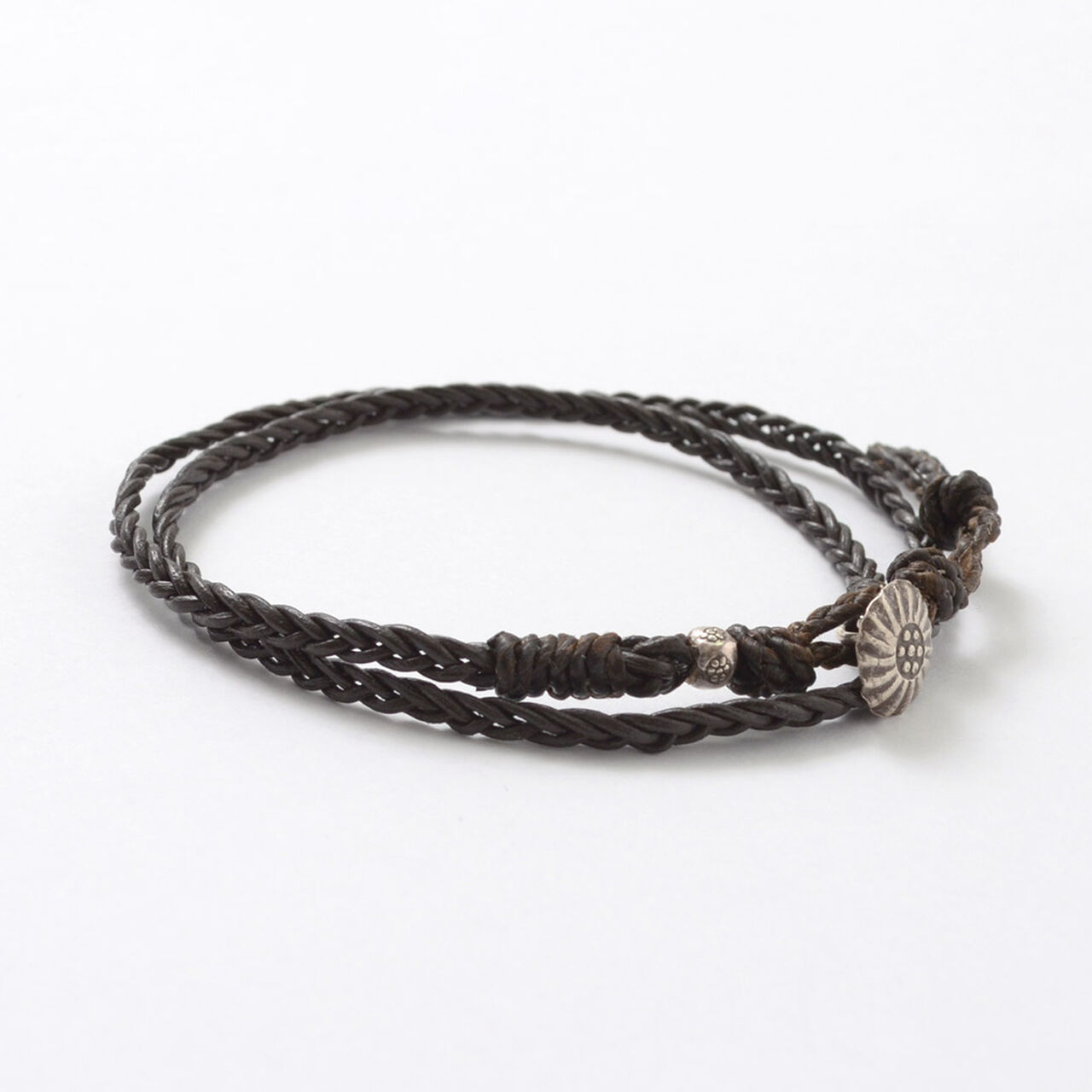 Braided 1mm Leather 2 Wrap Anklet,Brown, large image number 0