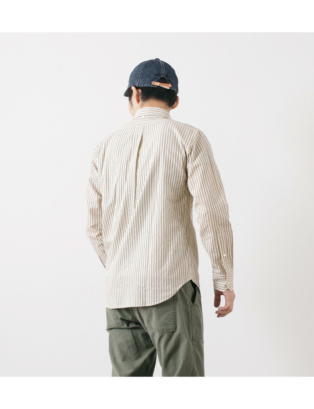 Cotton Linen Stripe Button Down Shirt,, large image number 5