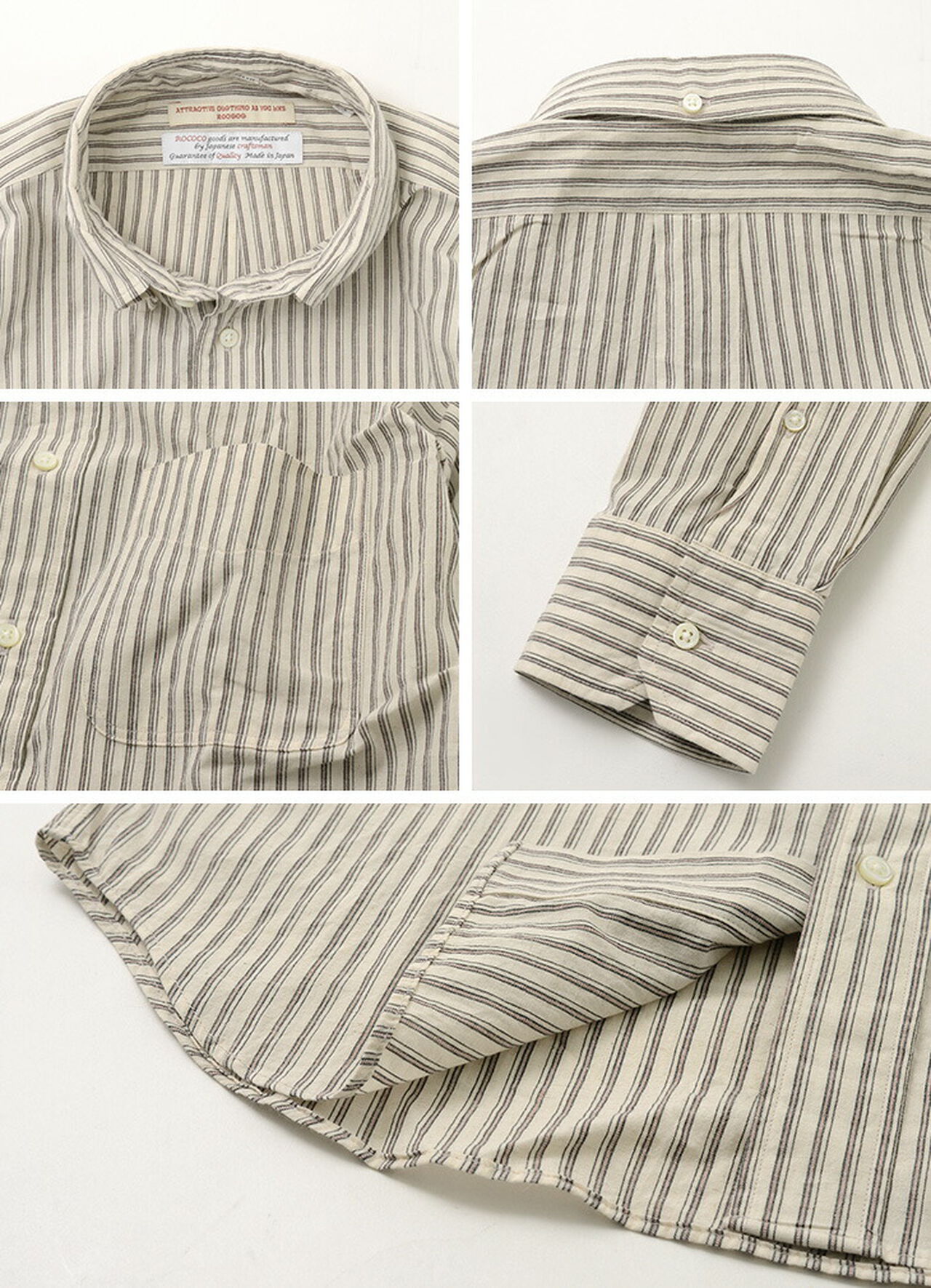 Cotton Linen Stripe Button Down Shirt,, large image number 8