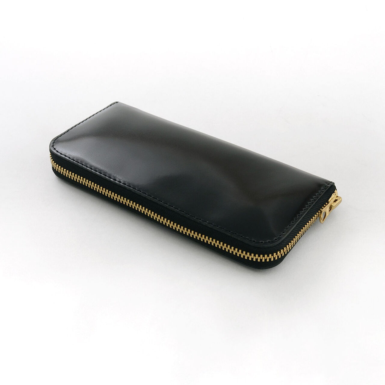 Colour coded cordovan long wallet,Black_Gold, large image number 0