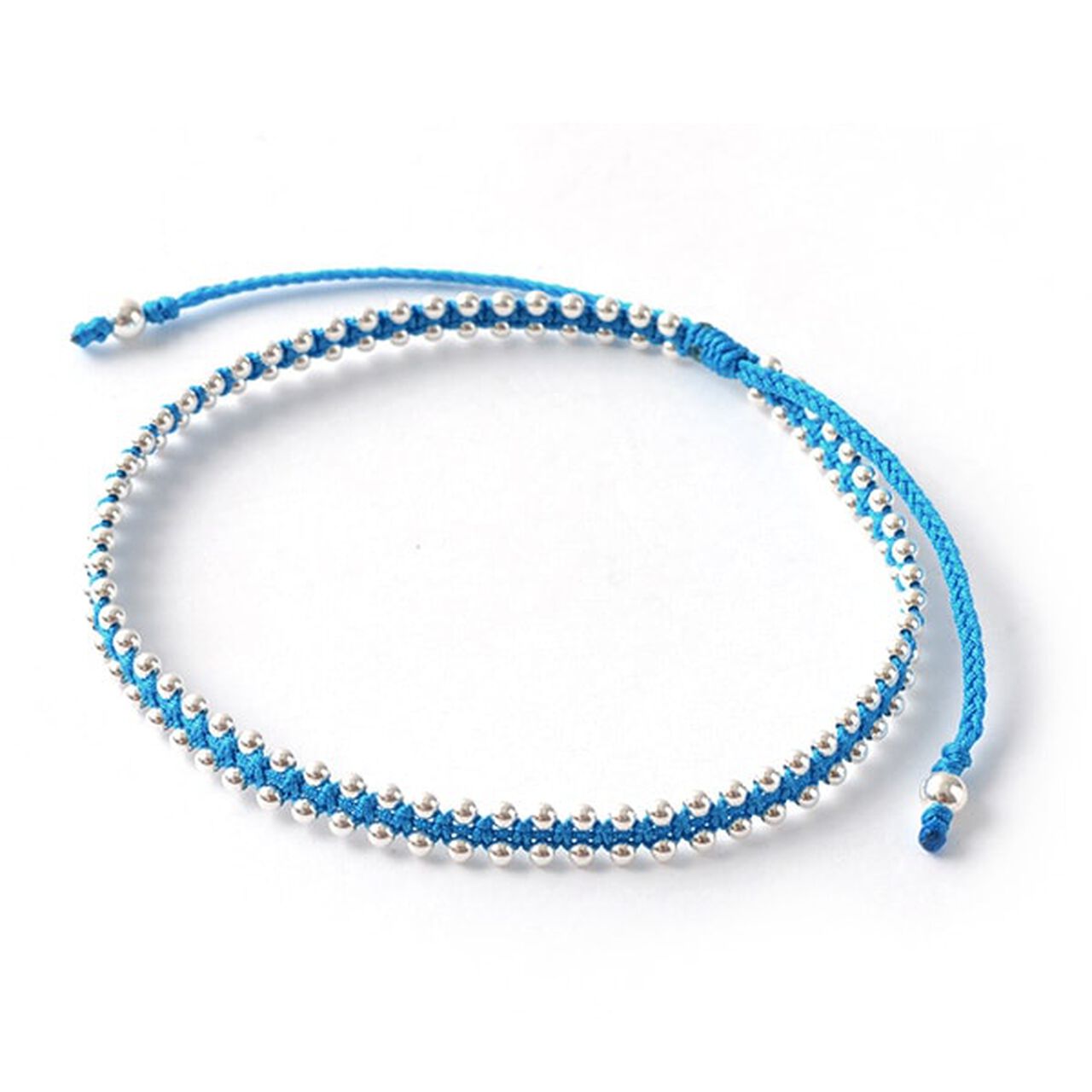 Silver Ball Bead Duo Anklet,Turquoise, large image number 0