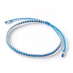 Silver Ball Bead Duo Anklet,Blue, swatch