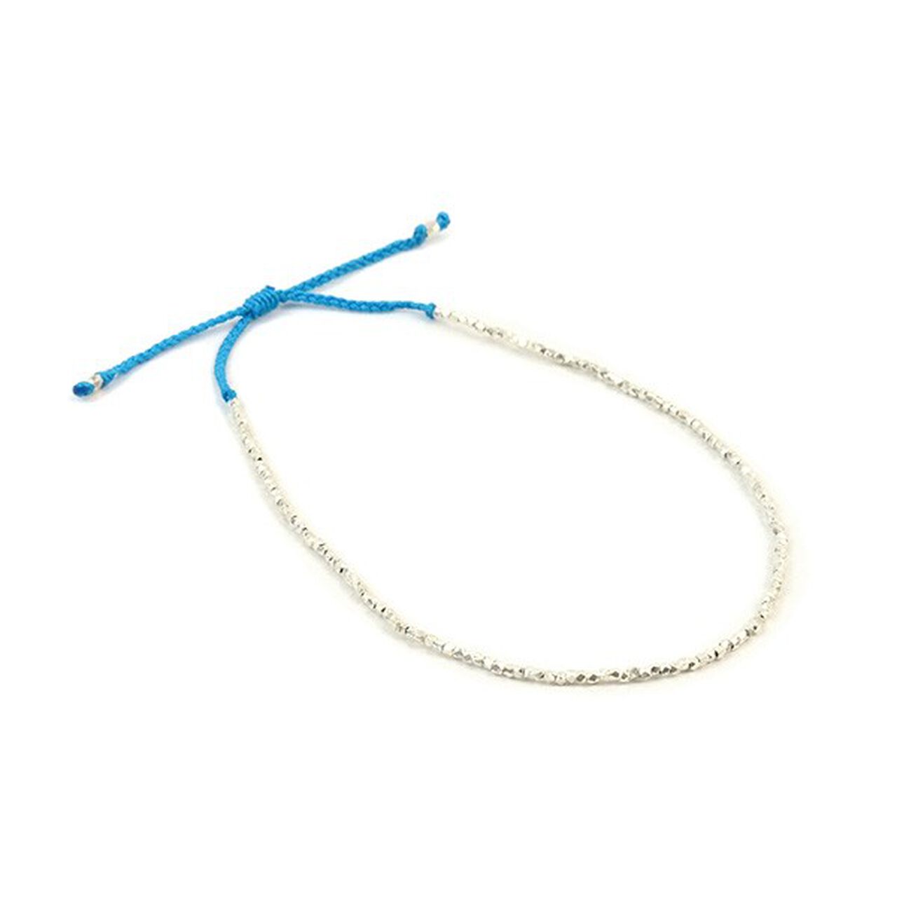Karen Silver Beads Single Cord Anklet,Turquoise, large image number 0