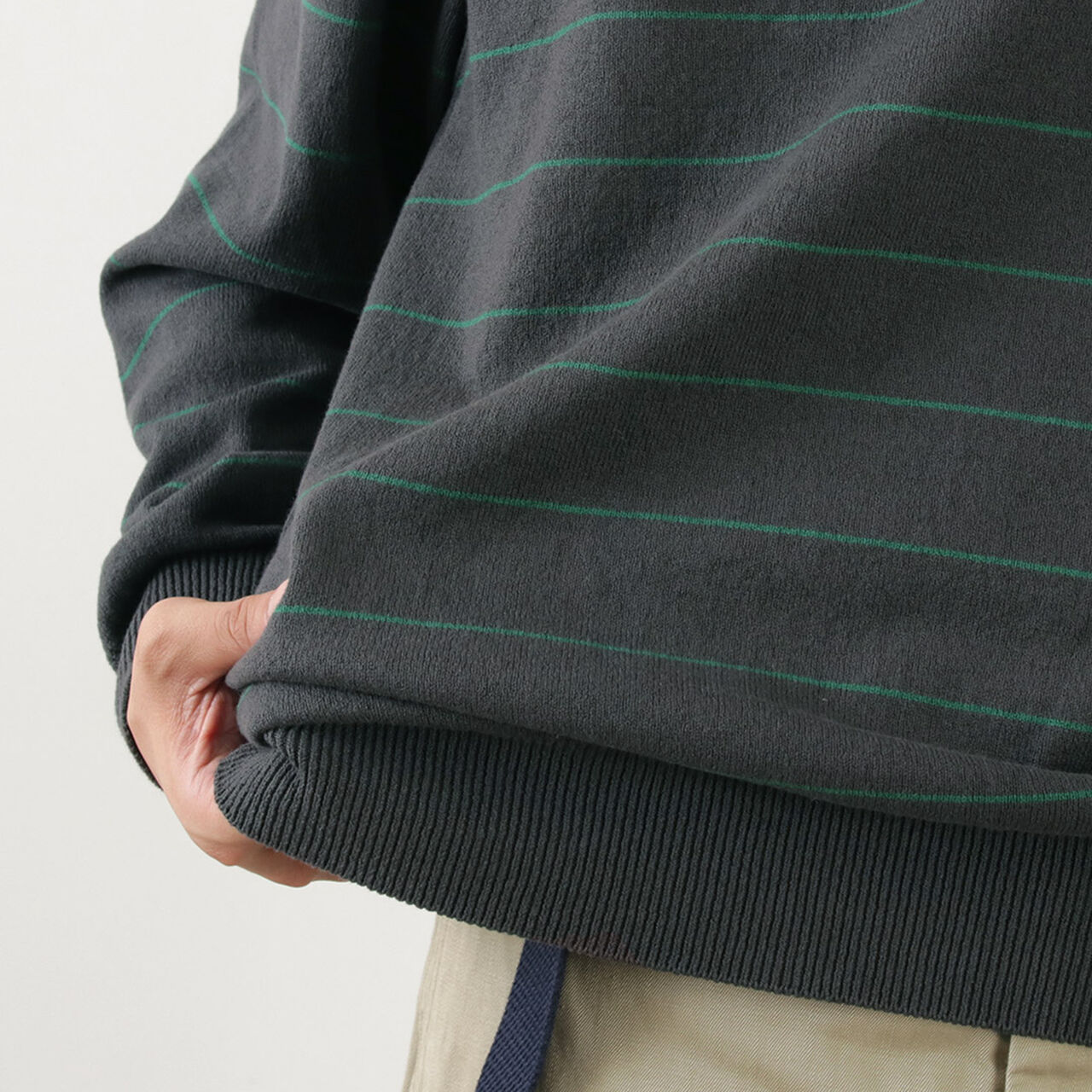 Wave Cotton Knit Pullover Striped,, large image number 8